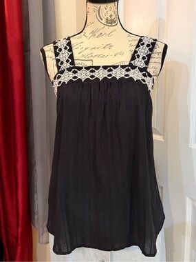 Universal Thread Black Tank with White Embroidery